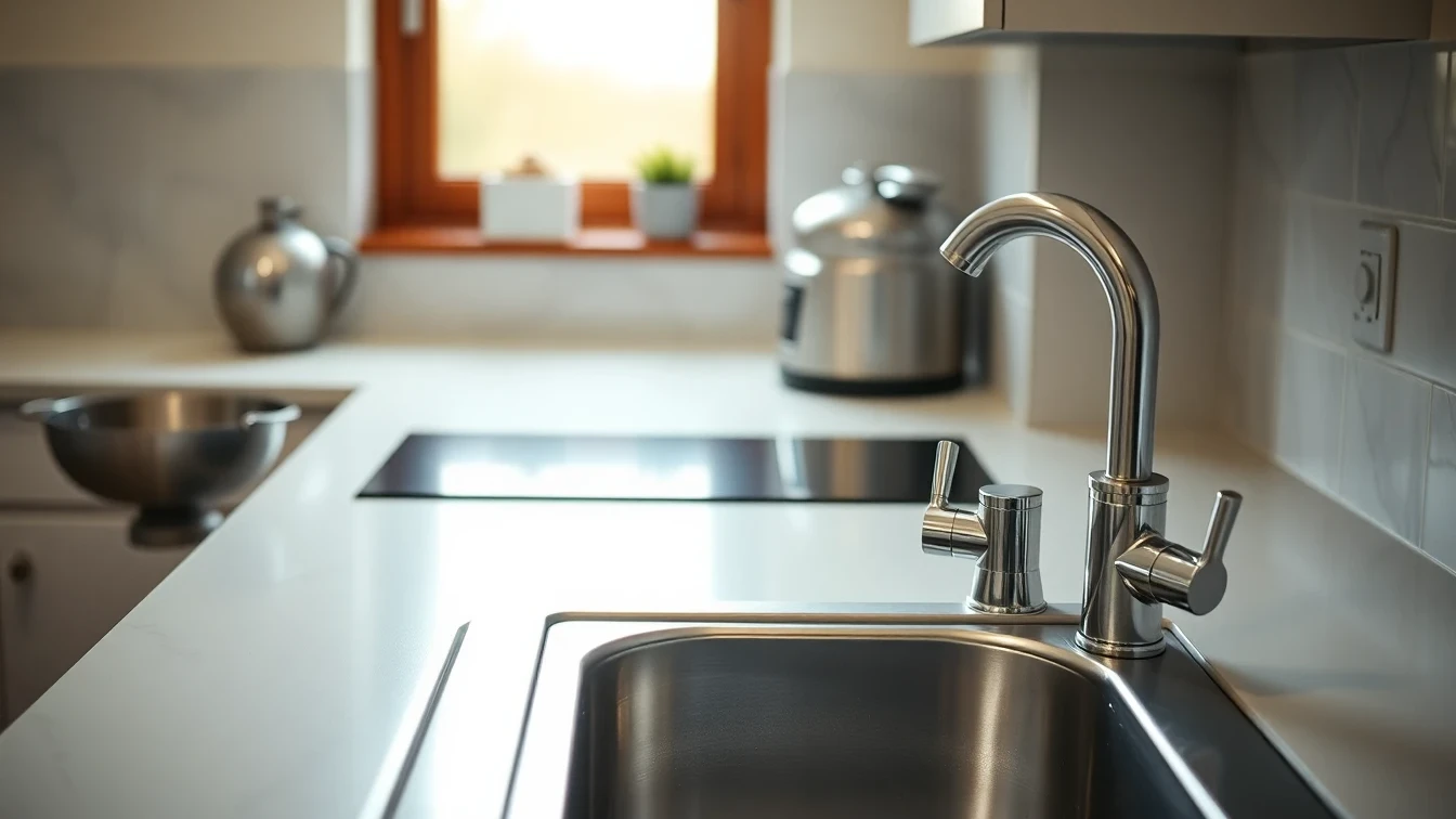 Modern British kitchen sink with food strainer — prevent blocked kitchen drains